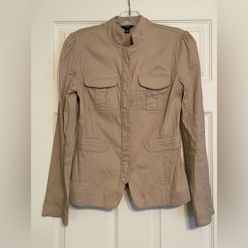 Stylish Tan Linen-Blend Jacket – Size S